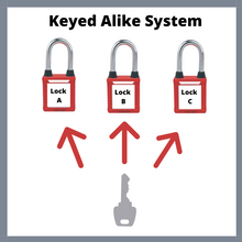 Load image into Gallery viewer, 3 KEYED ALIKE PADLOCK SET (RED) 1 Key per set
